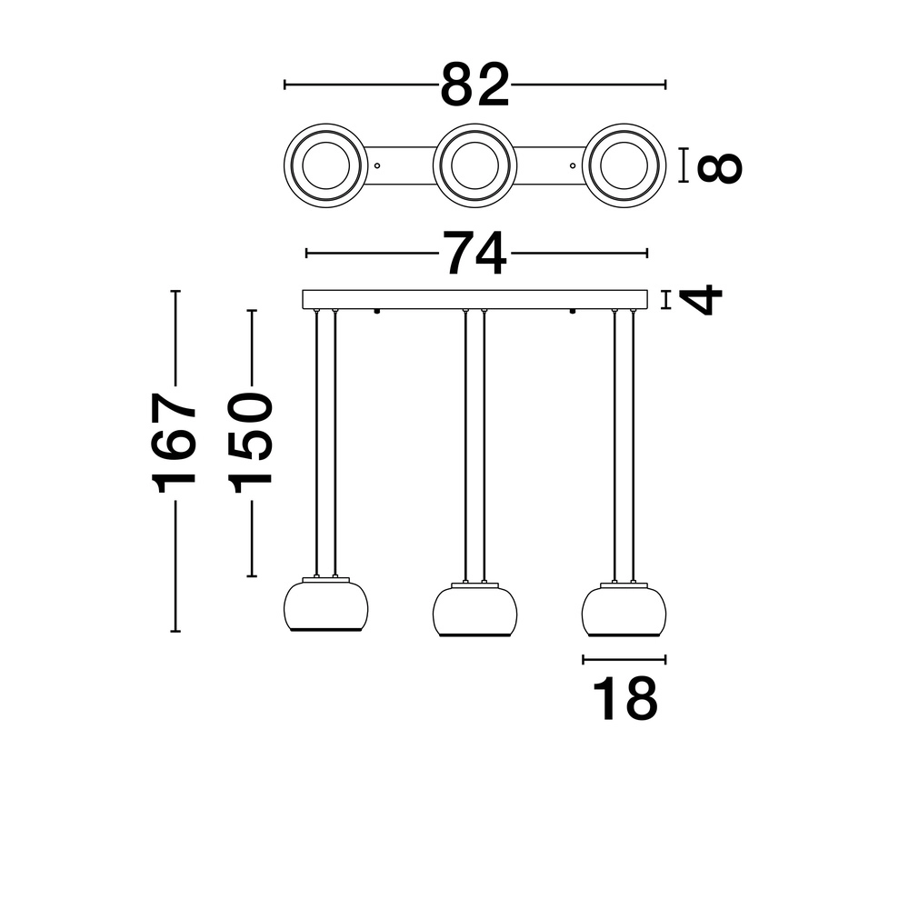 Suspension moderne Bios 3 lumières noir Lyora 5212017458520