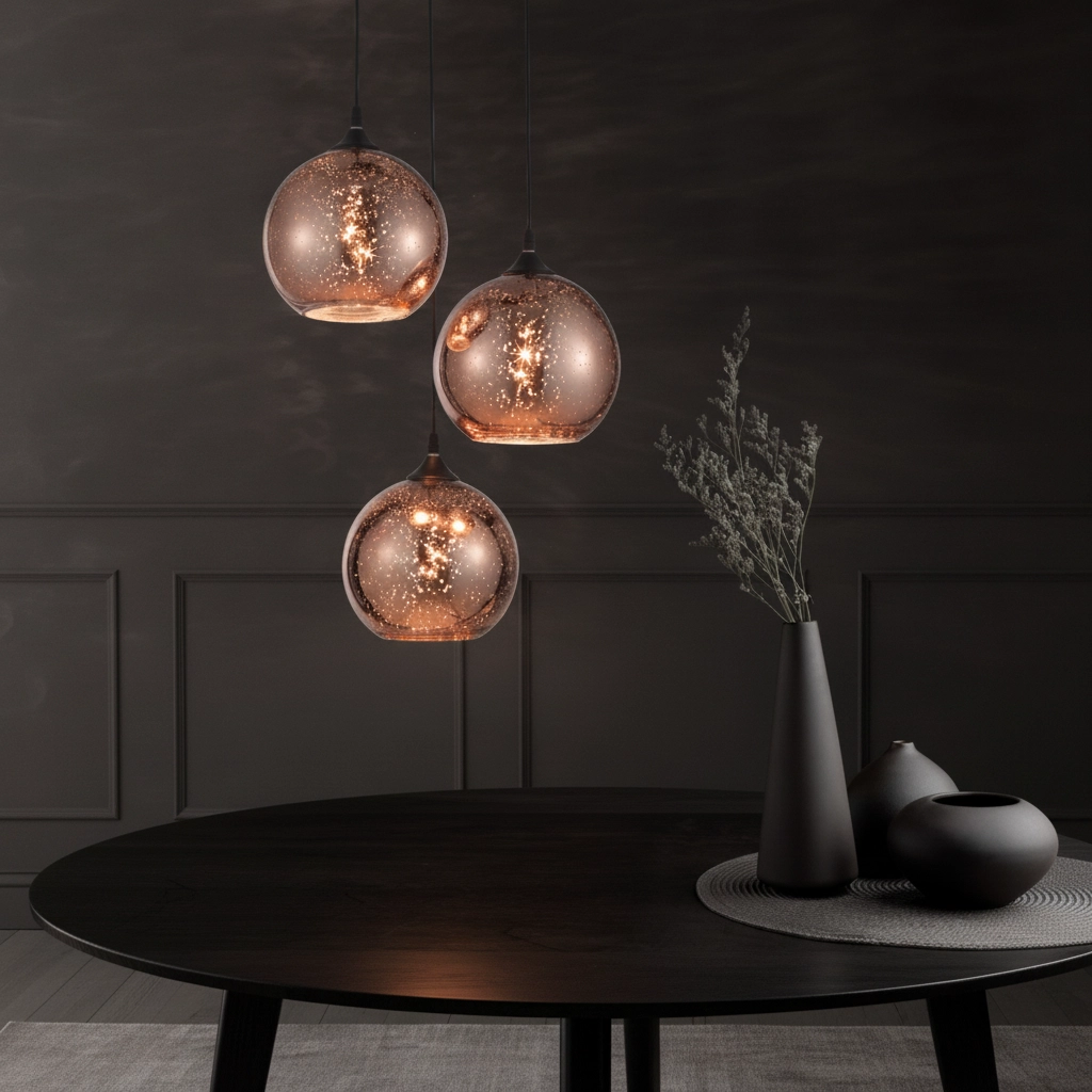 Suspension Blaze Verre cuivré à 3 lumières