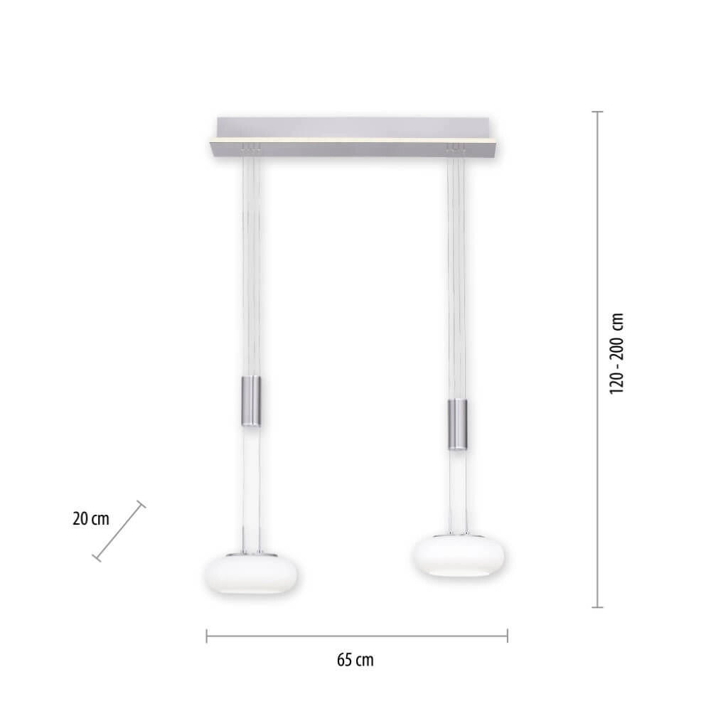 Lampe suspendue 2 lumières Q-Etienne métal Paul Neuhaus 4012248350409