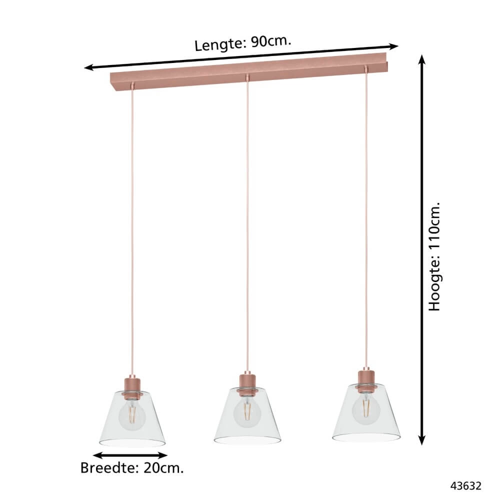 Lampe suspendue pour table à manger Copley or rose Eglo 9002759436322
