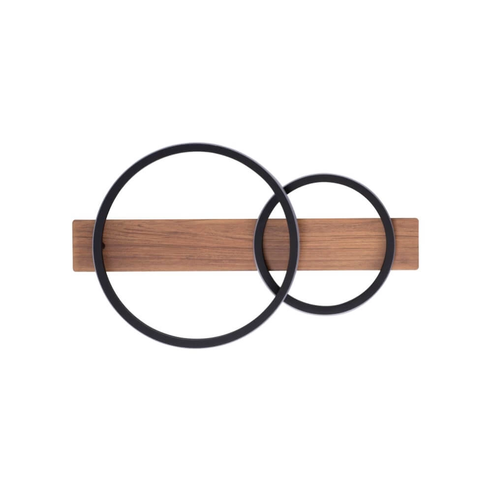 Plafonnier Trooper noir avec bois 53cm Just Light 4043689982188