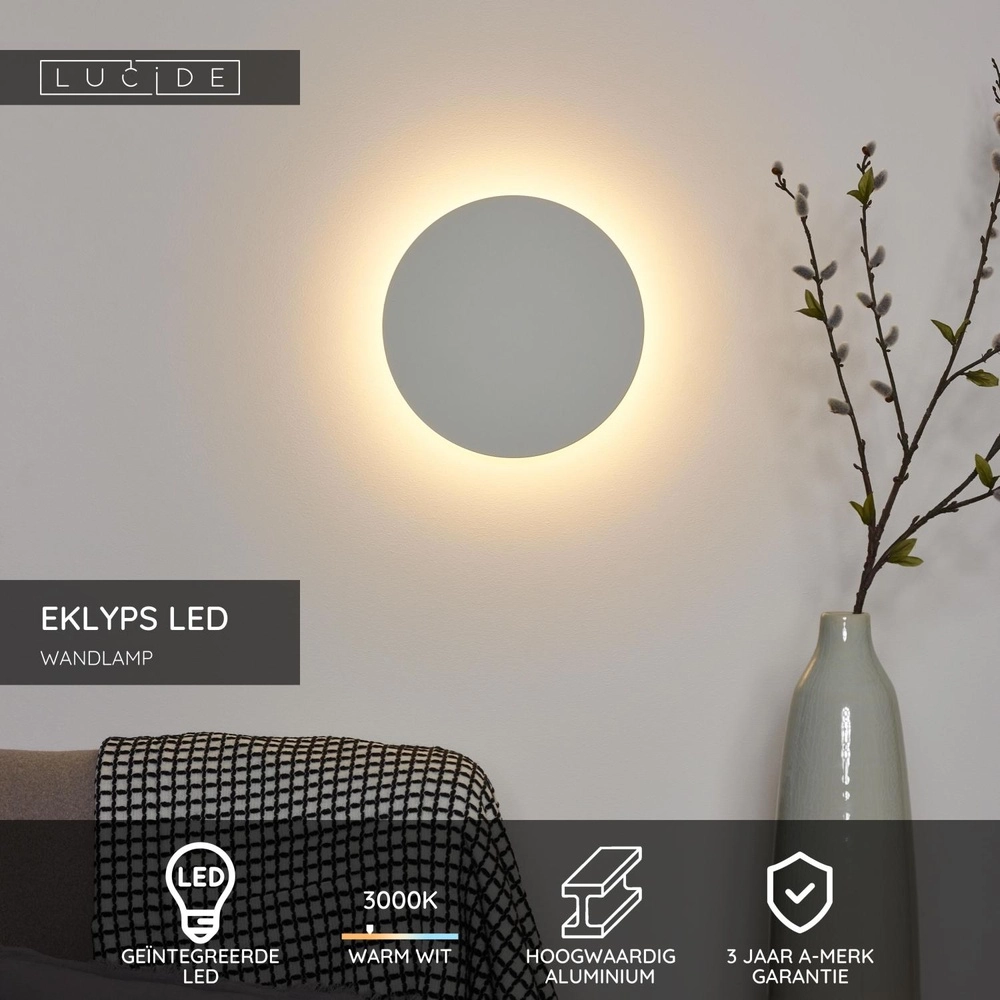 Lampe murale de conception Eklyps Led Ø 25 cm de blanc Lucide 5411212460264