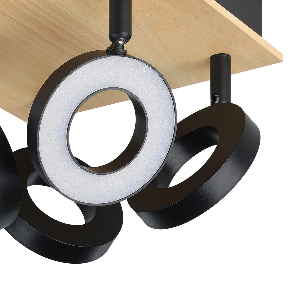 Lumière LED de plafond Rielves 4 lumières avec bois Eglo 9008606313730