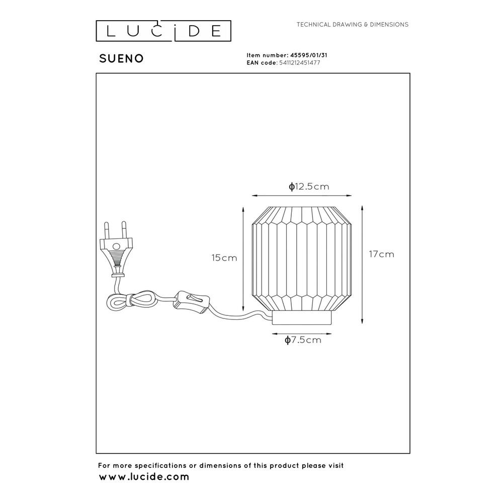Lampe de table Sueno Blanc Lucide 5411212451477