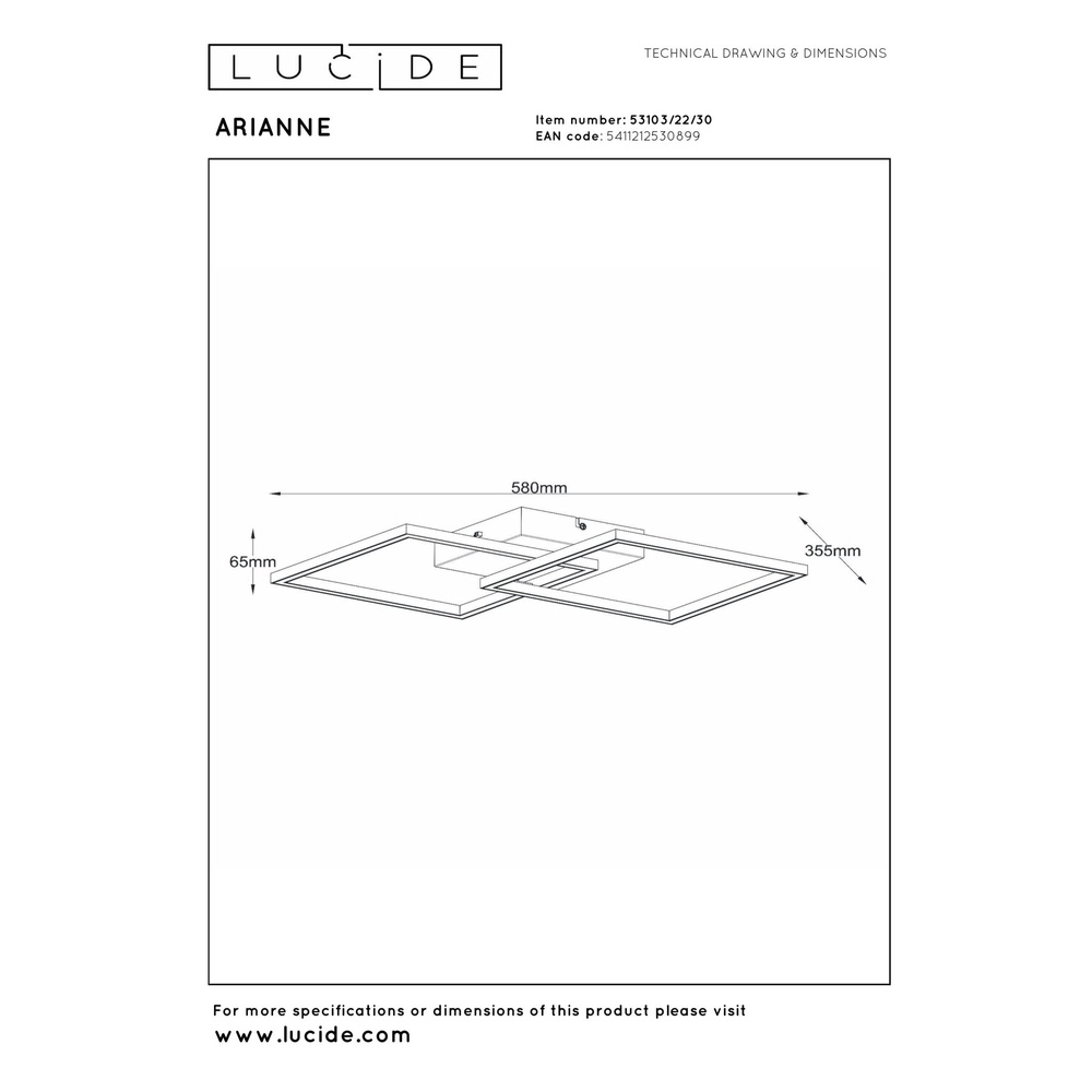 Lampe de plafond à design Arianne Noir Lucide 5411212530899