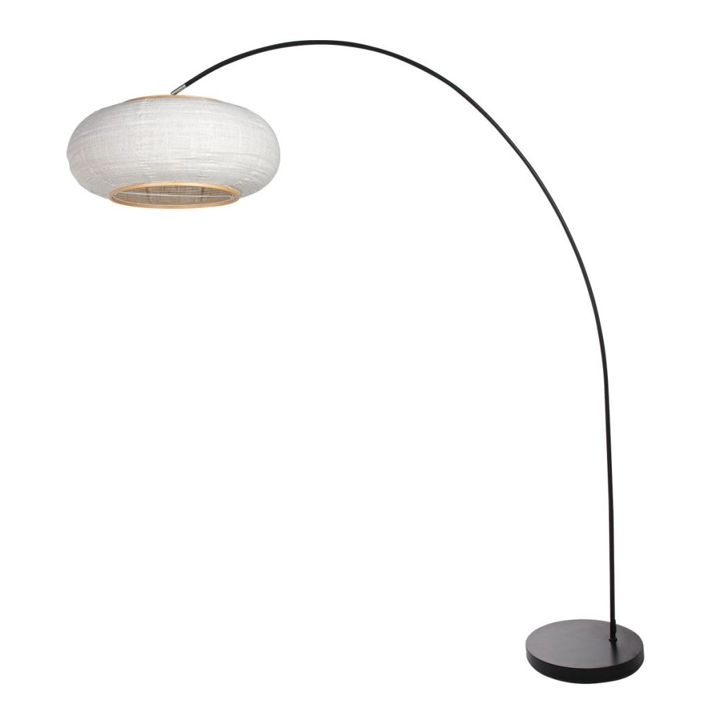 Lampe à arc noir Solva avec une teinte blanche Ø35cm Steinhauer 8712746185256