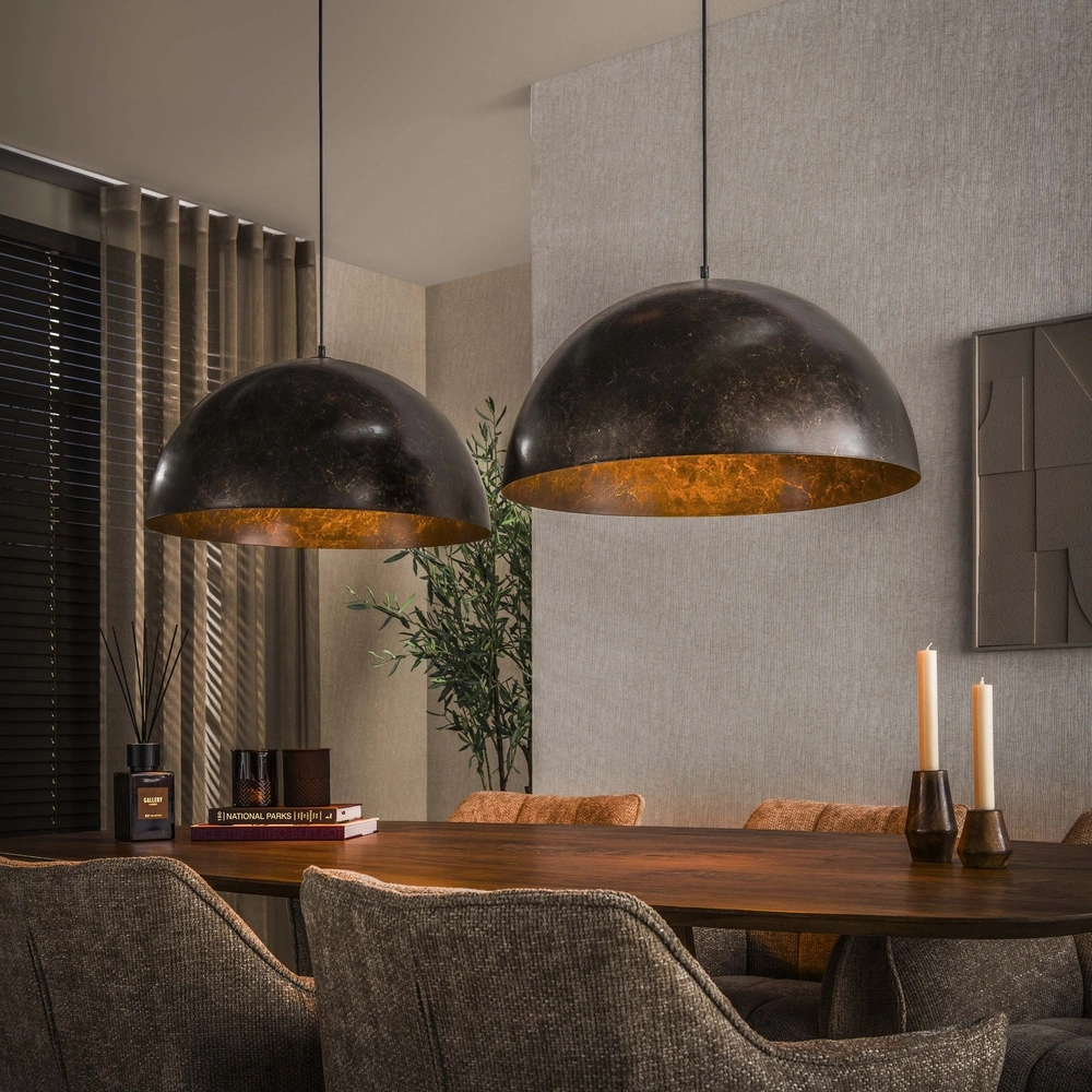 Lampe pendante industrielle Dome 2x Ø 60cm - brun urbain