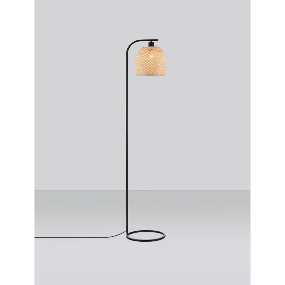 Lampadaire Intra noir avec capuchon en bambou