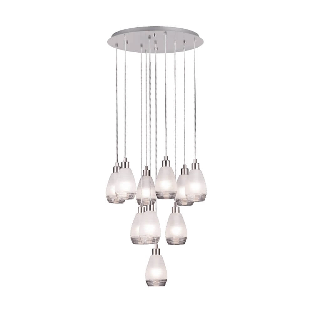 Lampe suspendue 10 lumières Siracusa nickel Lampe suspendue 10 lumières Siracusa nickel