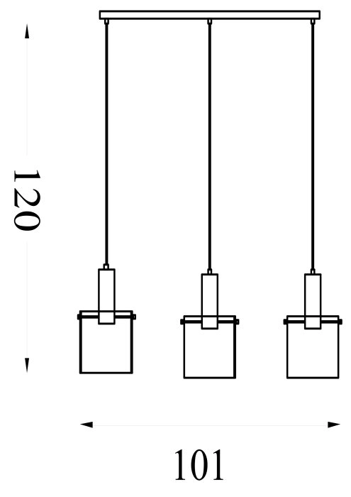 Suspension noire Sweden 3 feux droits Searchlight 5053423303796