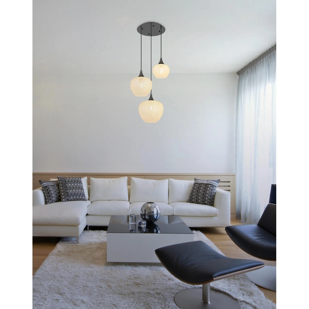 Suspension anthracite Maxy avec verre blanc 3 lumières Ø 49cm Globo 9007371453177