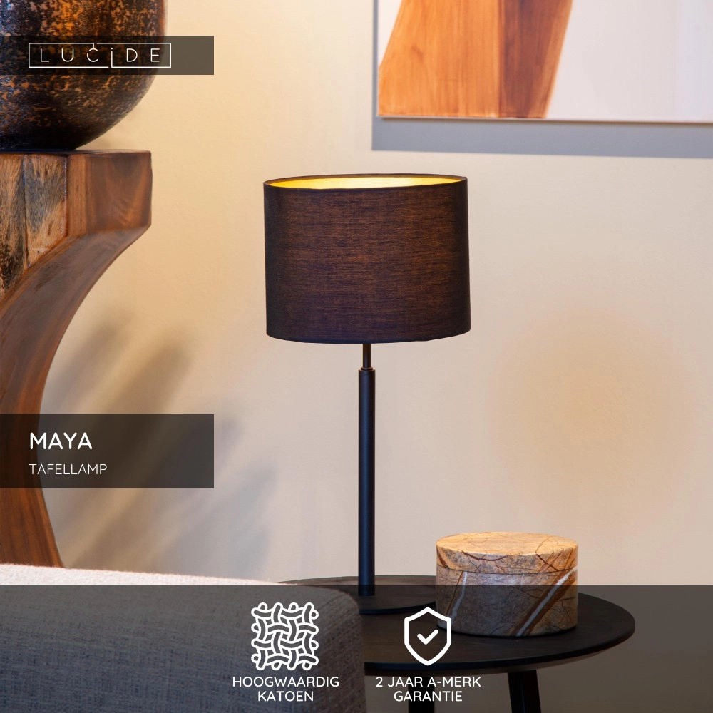 Lampe de table Maya Noir Lucide 5411212452603
