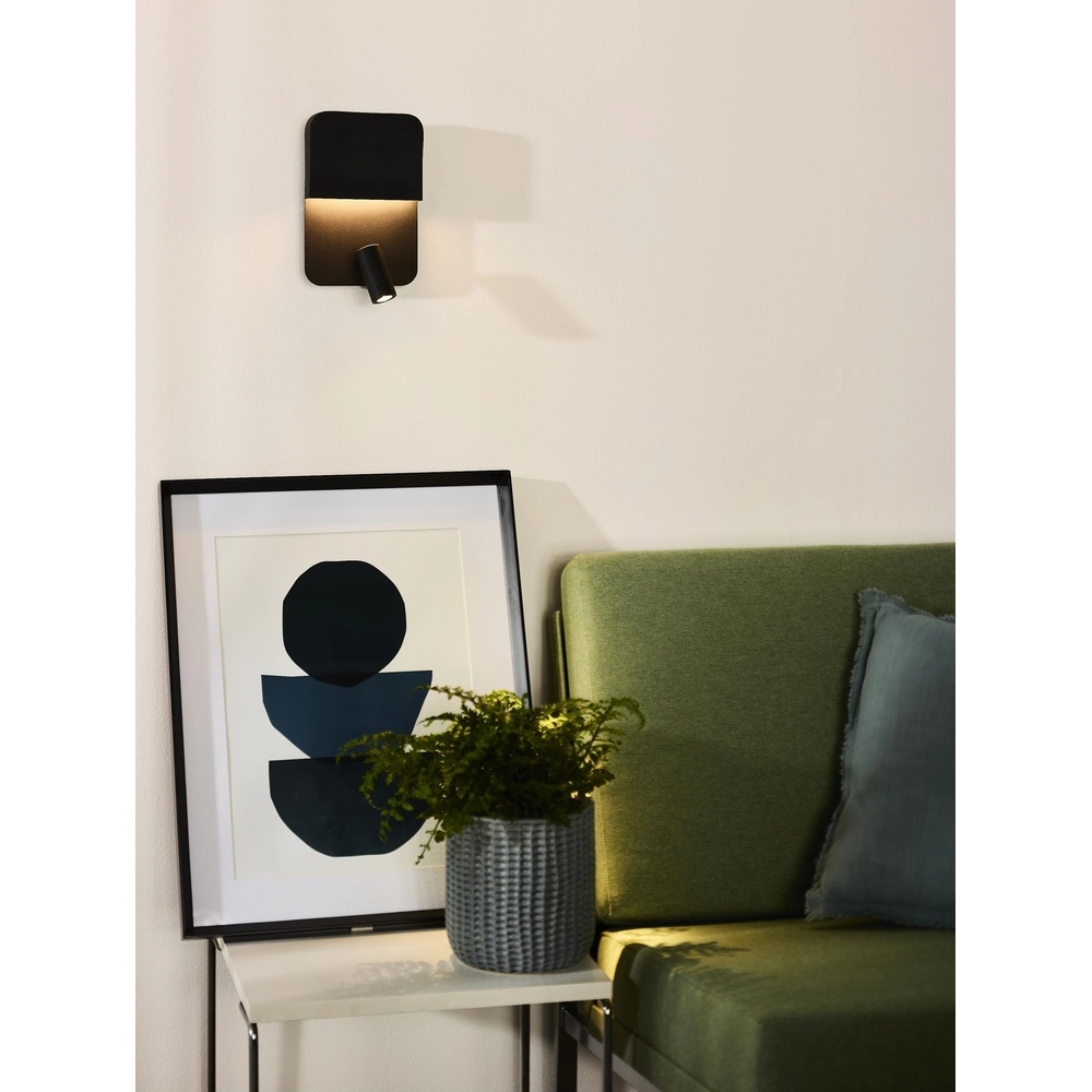 Lampe de chevet Boxer noir avec un point de charge USB Lucide 5411212791535