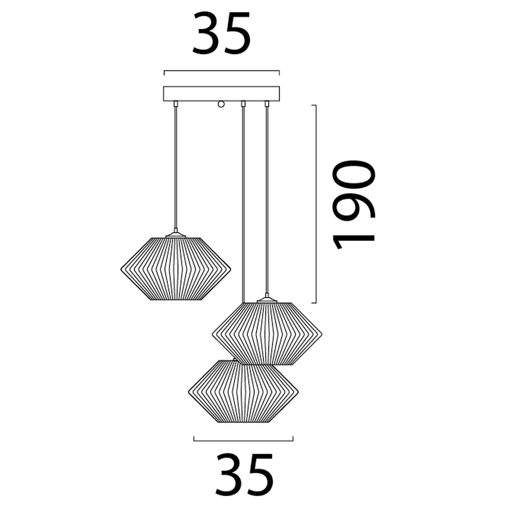 Lampe pendante Japandig Bicono 3x Ø35cm Masterlight 8718121352770