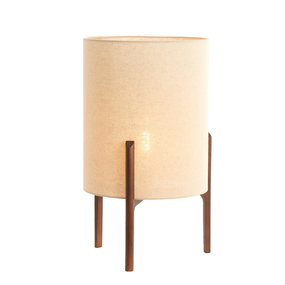 Lampe de table Litto Ø 35cm - noyer avec lin naturel Light & Living 8717807792718