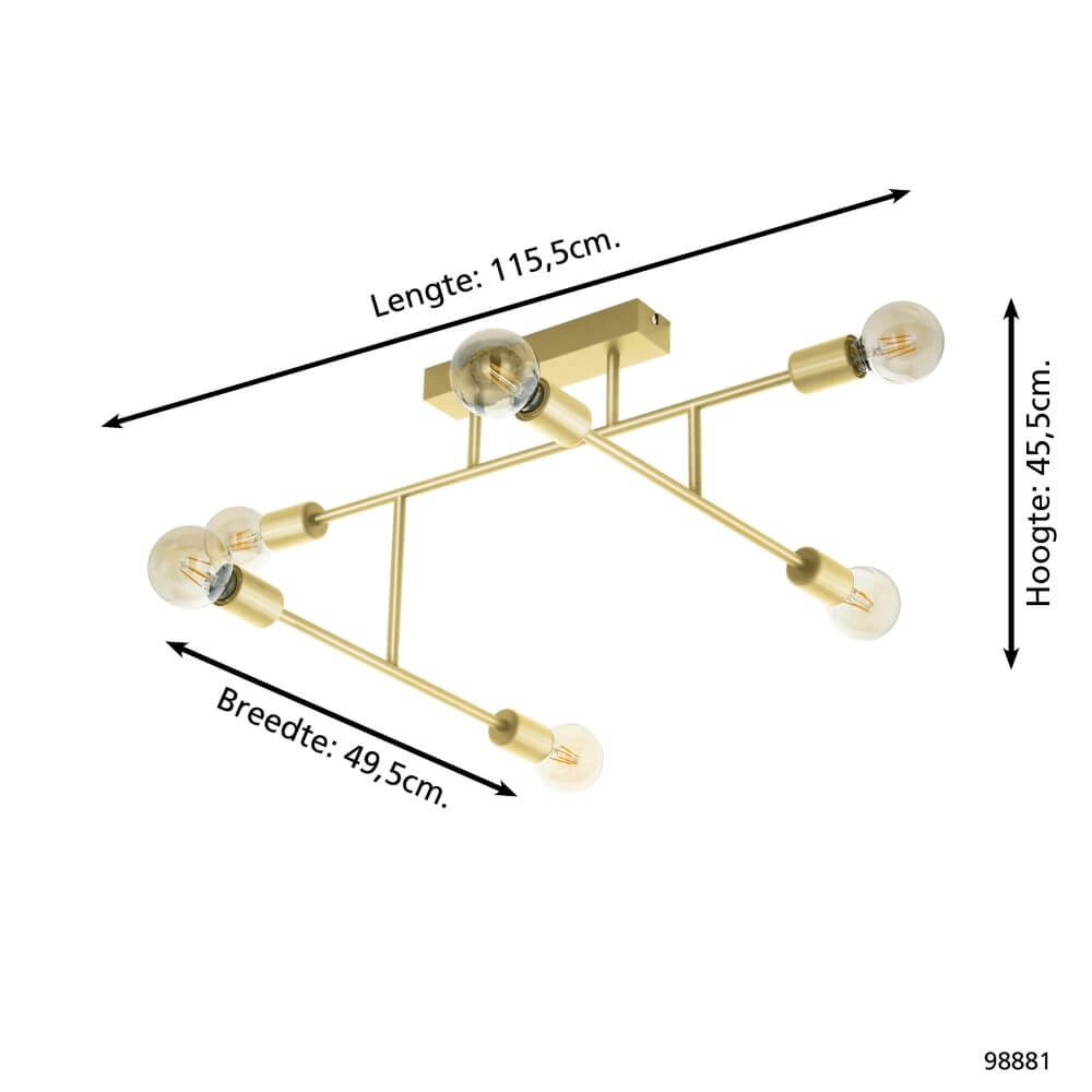 Plafonnier doré Belsiana 1 6 lumières Eglo 9002759988814