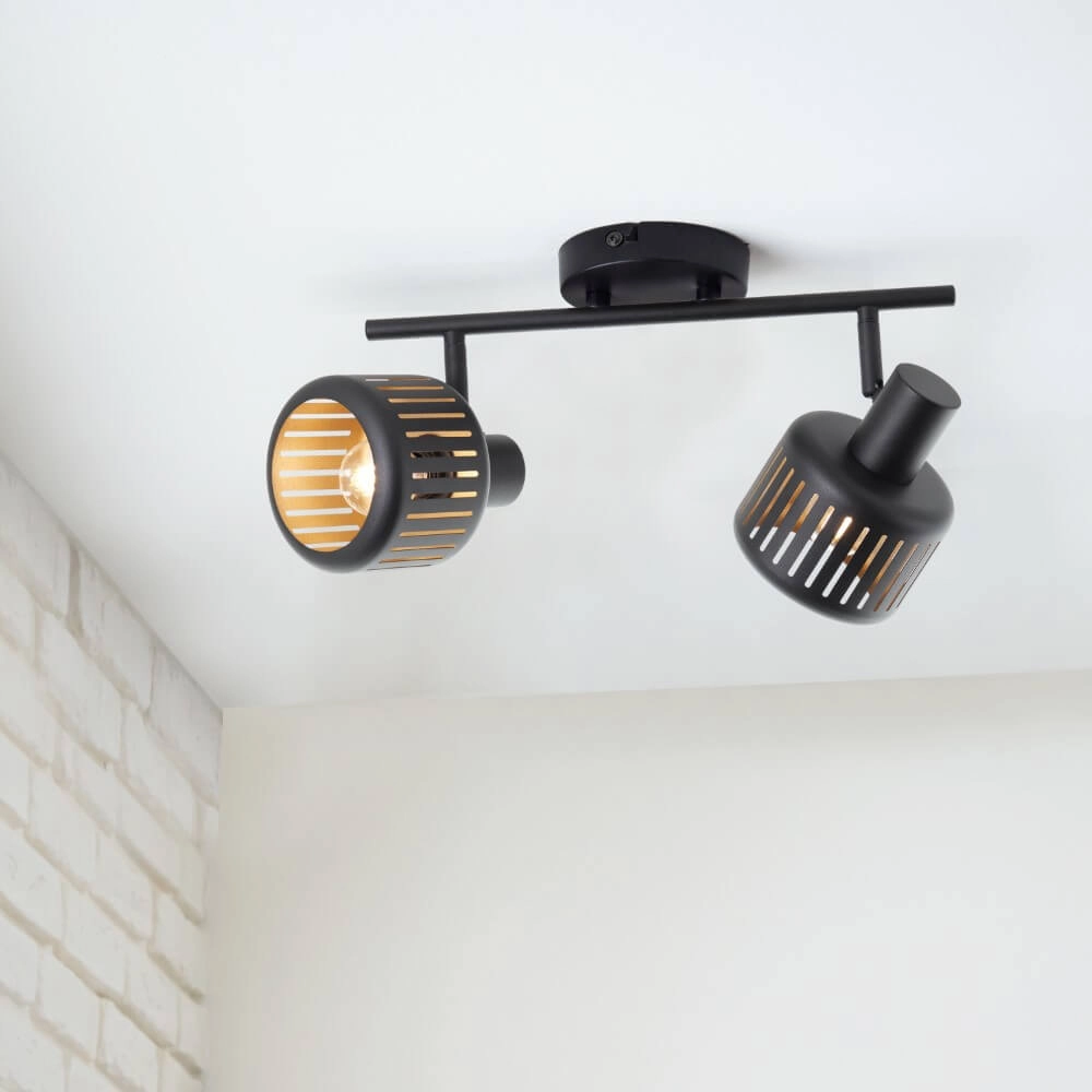 Plafonnier 2 lumières Tyas noir avec de l'or Brilliant 4004353424328