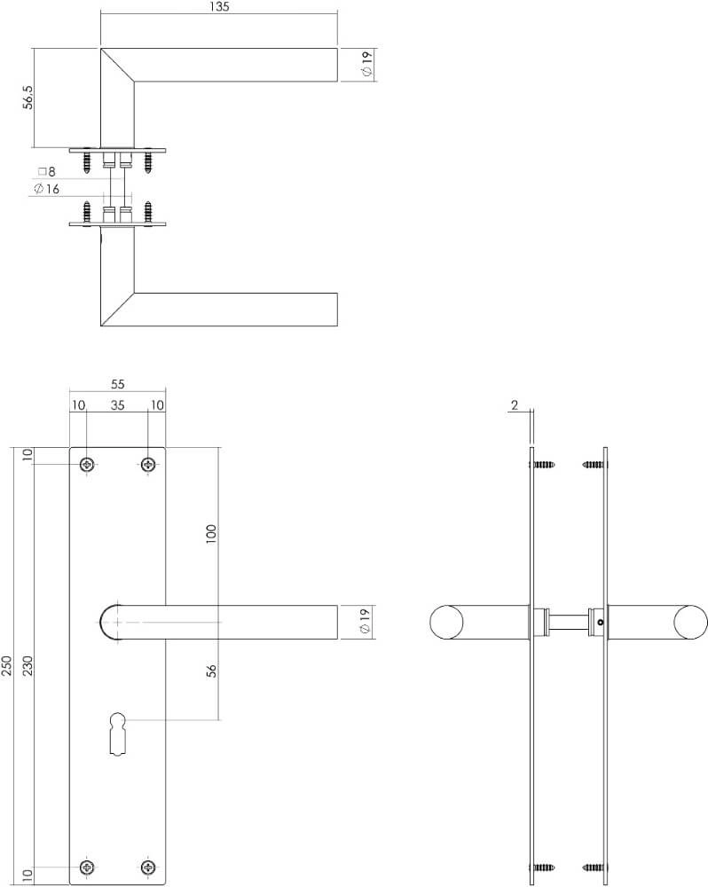 Poignée de porte étanche Jura Trou de serrure en acier inoxydable Intersteel 8714186489789