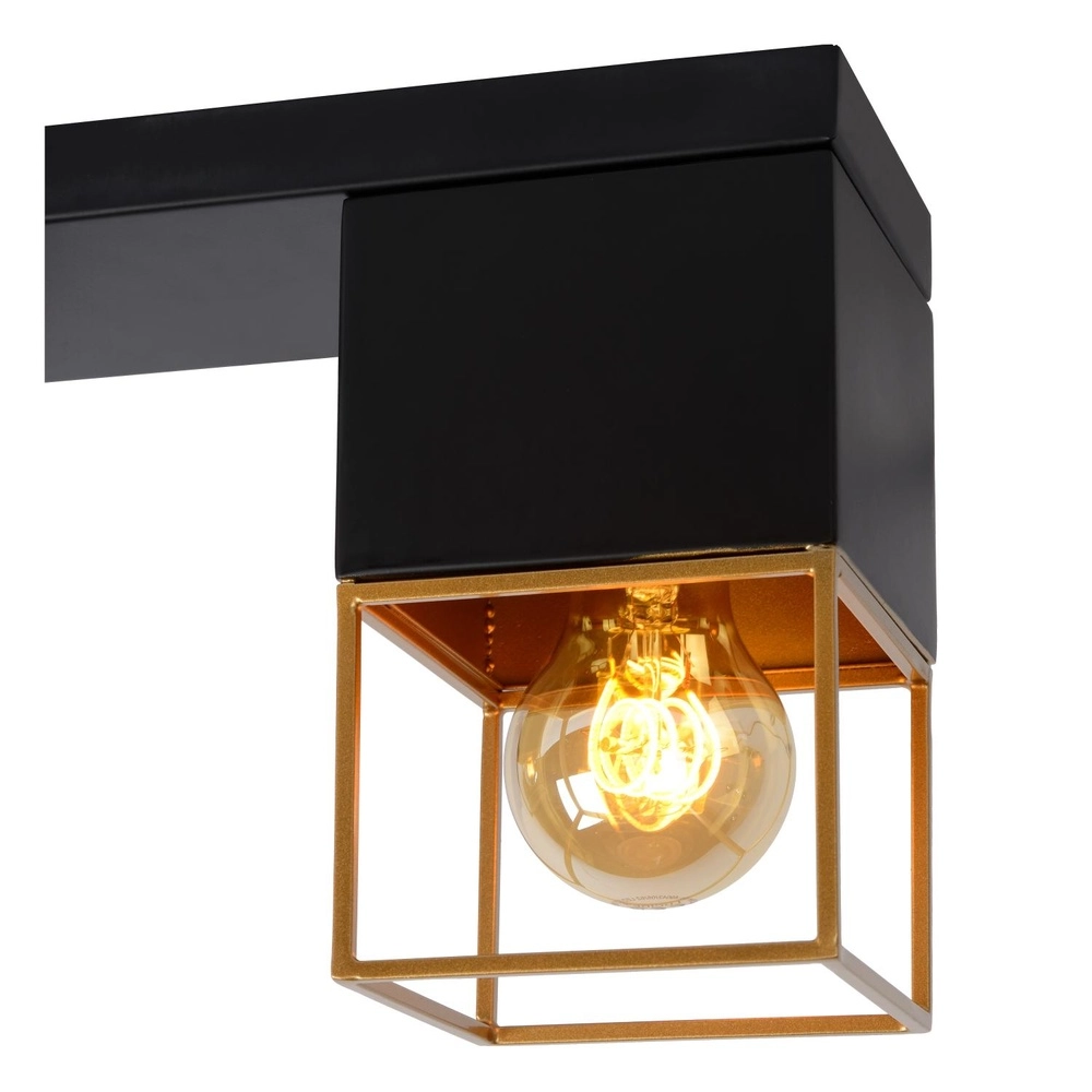 Lampe de plafond élégante Rixt 3 noir clair avec or Lucide 5411212211064