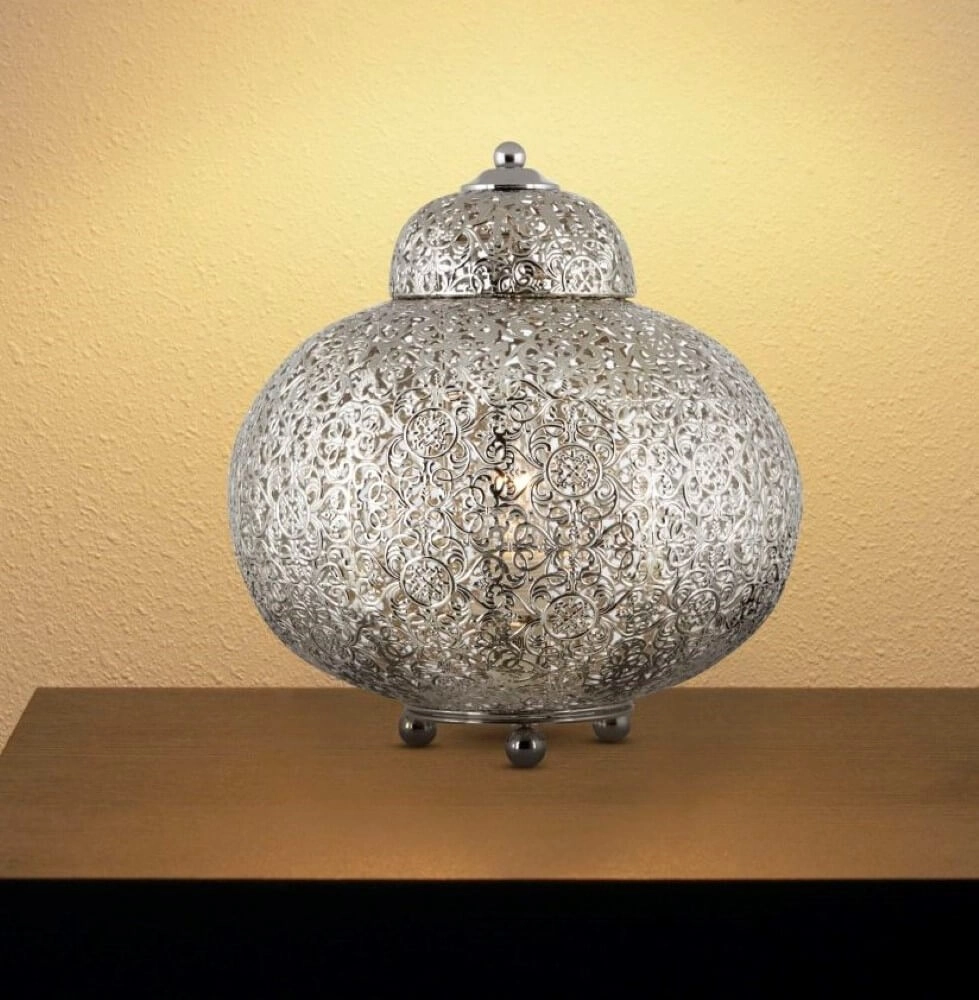 Lampe de table de style marocain Fretwork Acier inoxydable Searchlight 5053423025896