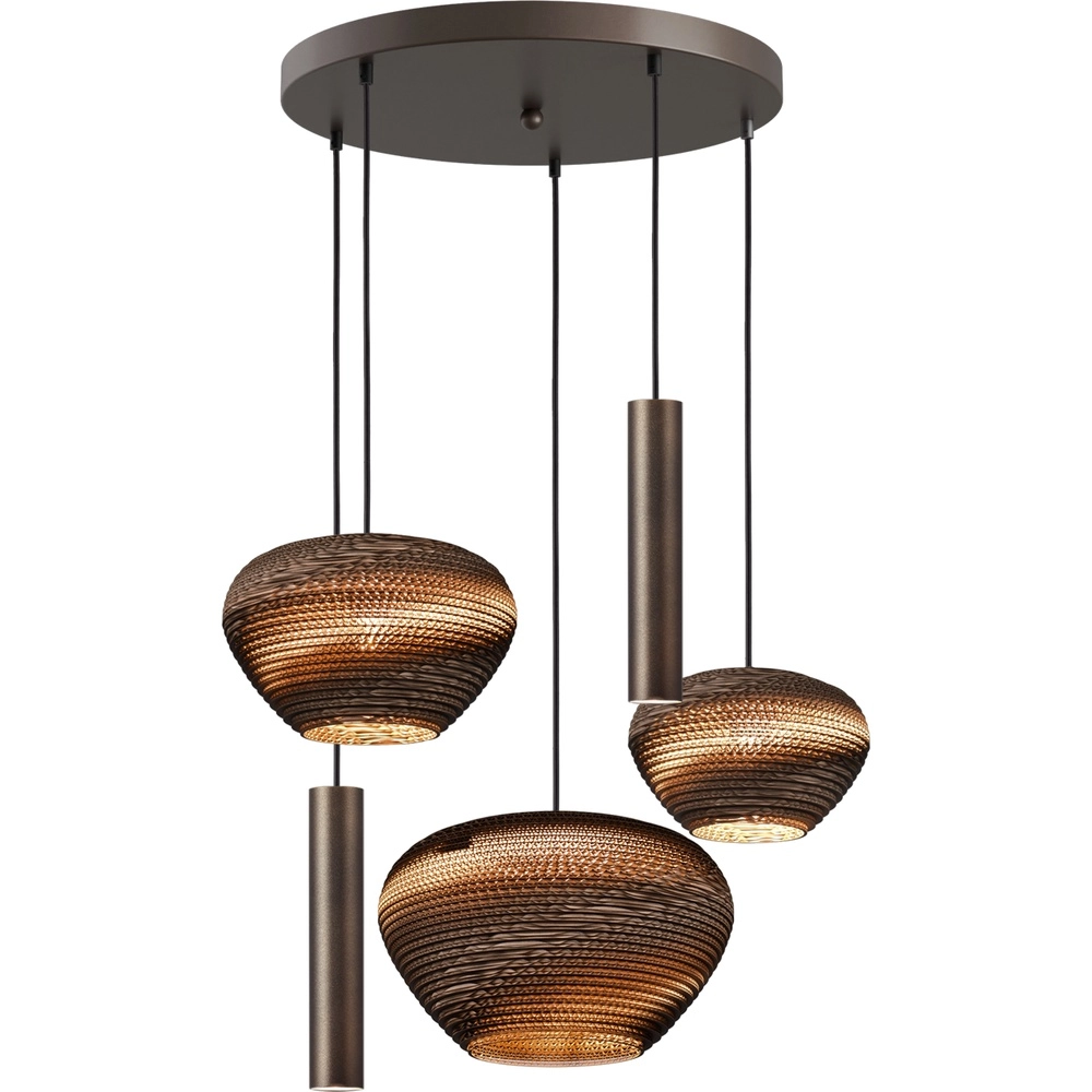 Lampe suspendue à 5 lumières Cartone avec des cagoules Think Paper