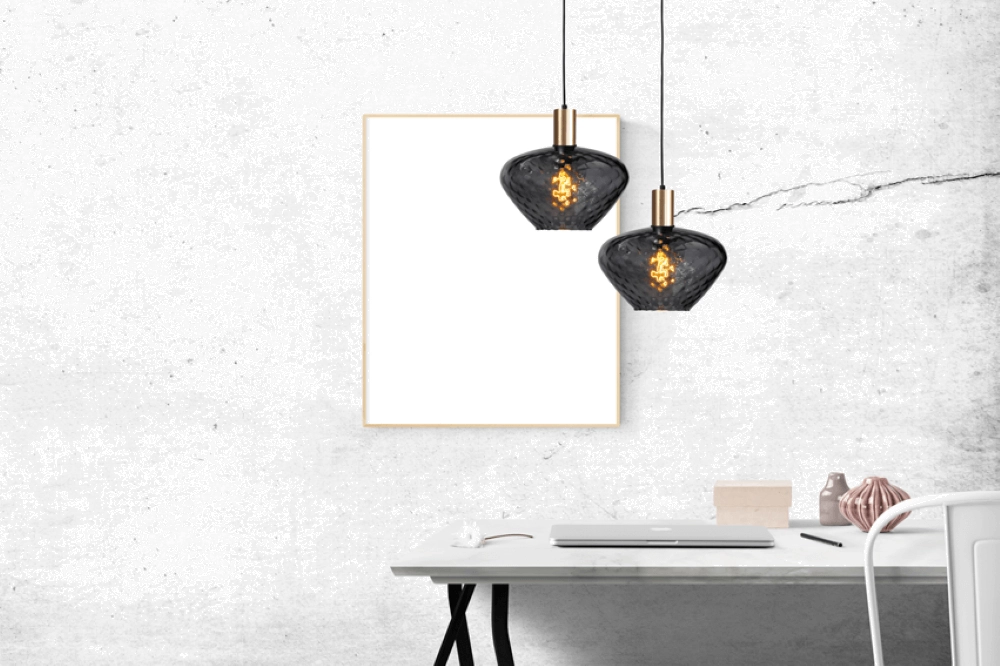 Lampe suspendue dorée Porto avec verre fumé Blossom - Ø 30cm Masterlight 8718121269207