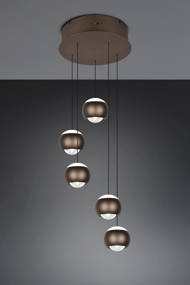 Lampe suspendue vide à 5 lumières Orbit Marron platine Trio 4017807686579