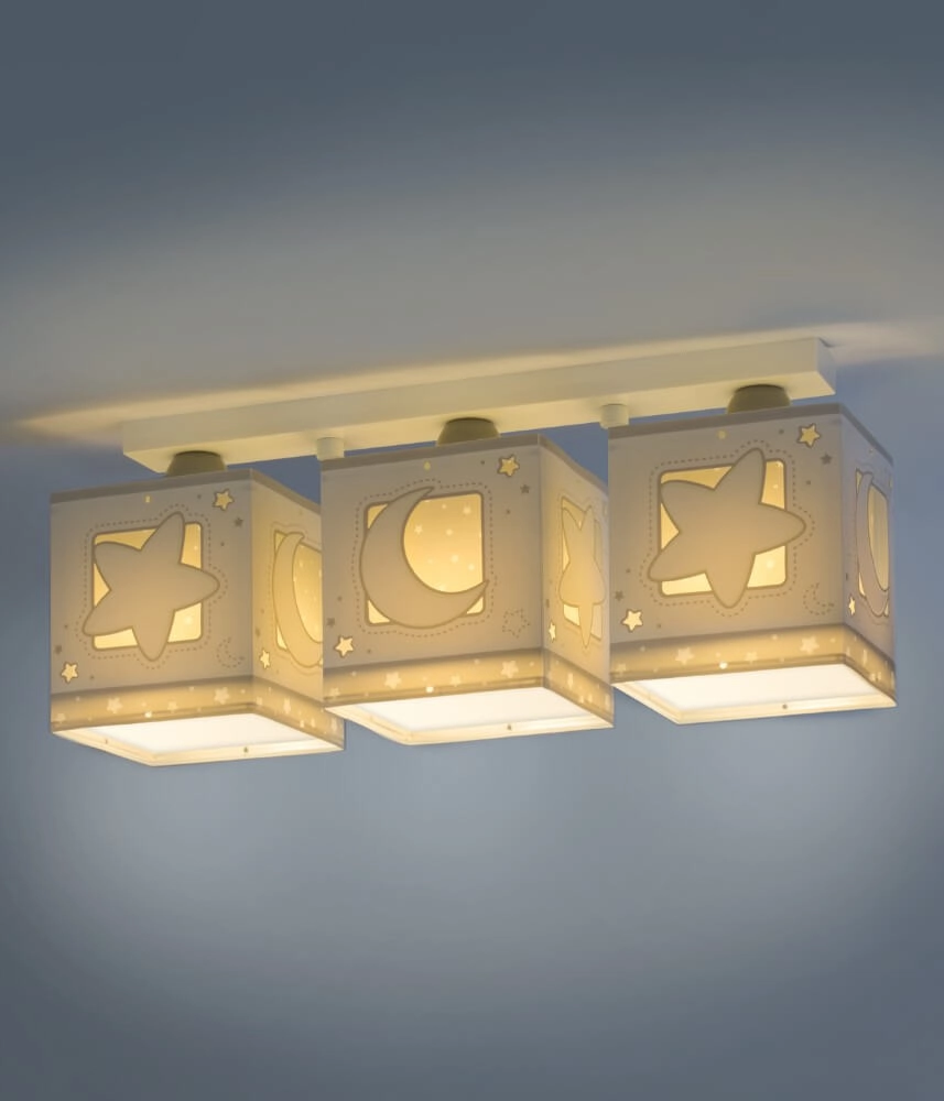 Plafonnier chambre d'enfant Moonlight Gris doux à 3 lumières Dalber 8420406000398