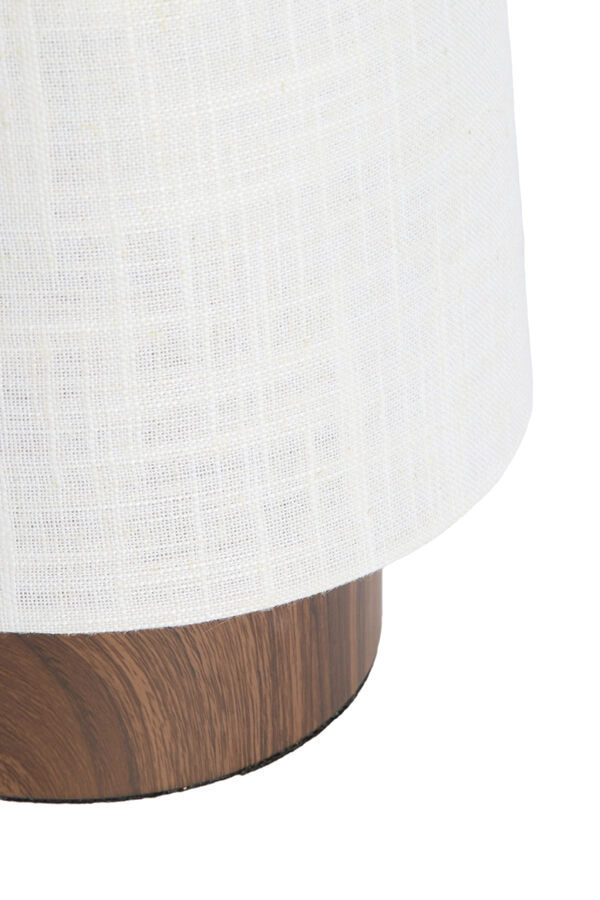 Lampe de table blanche Howie avec bois foncé Ø 15cm Light & Living 8717807759360