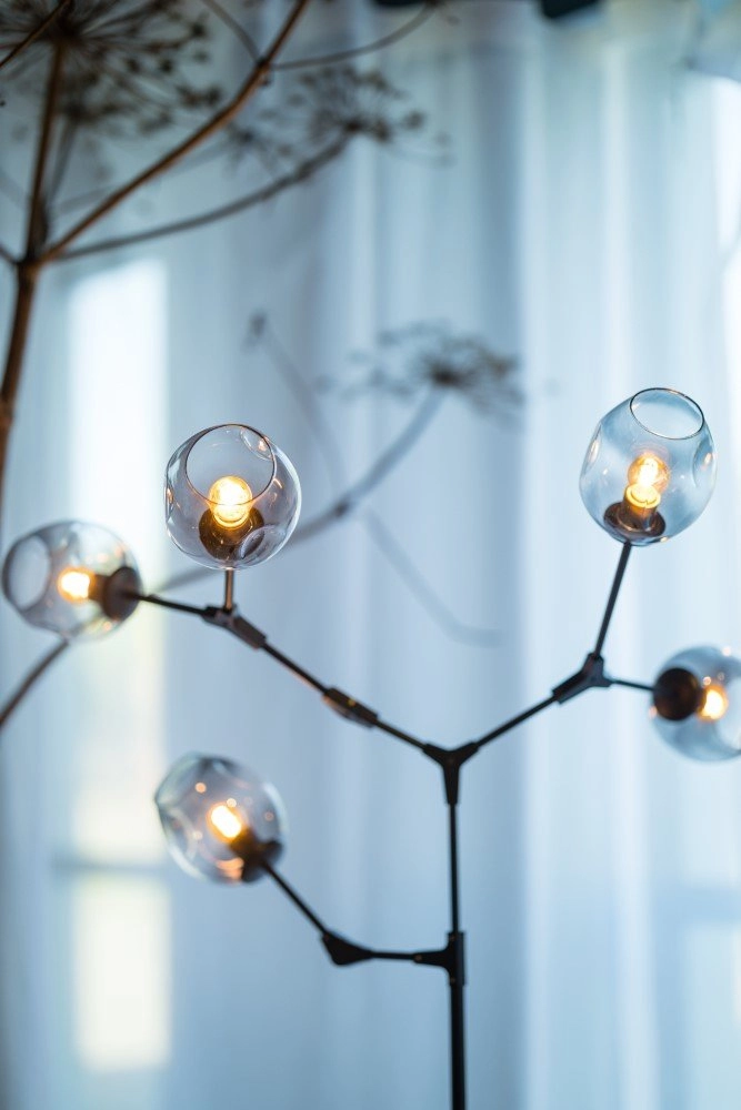 Lampadaire Lime 5 lumières noir avec verre fumé ETH 8720195300748