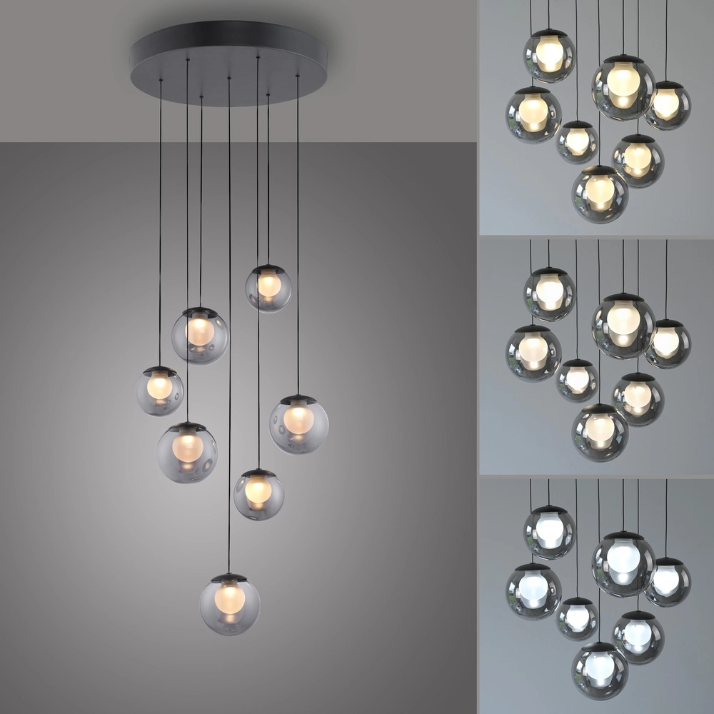 Lampe suspendue à 7 lampes Pure Popup Gris mystique Paul Neuhaus 4012248396674