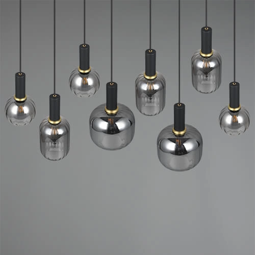 Lampe suspendue pour salle à manger Diva 8 lumières - verre fumé Trio 4017807614589