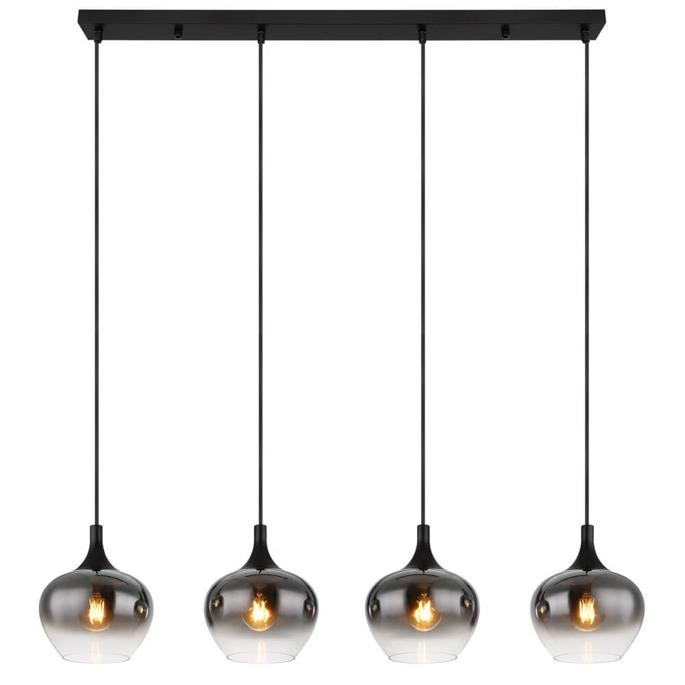 Suspension noire Maxy 4 lumières droites Globo 9007371432400