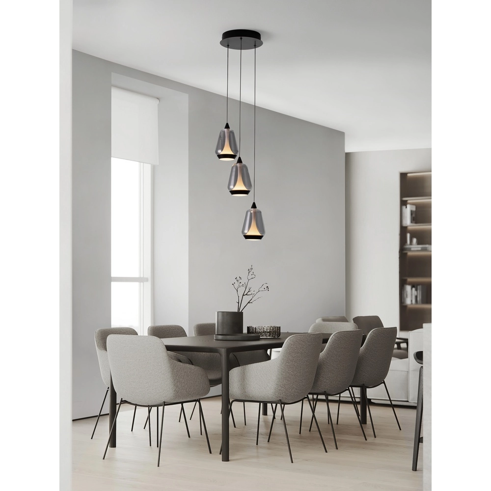 Suspension design Alish Verre fumé à 3 lumières Lyora 5212017477705