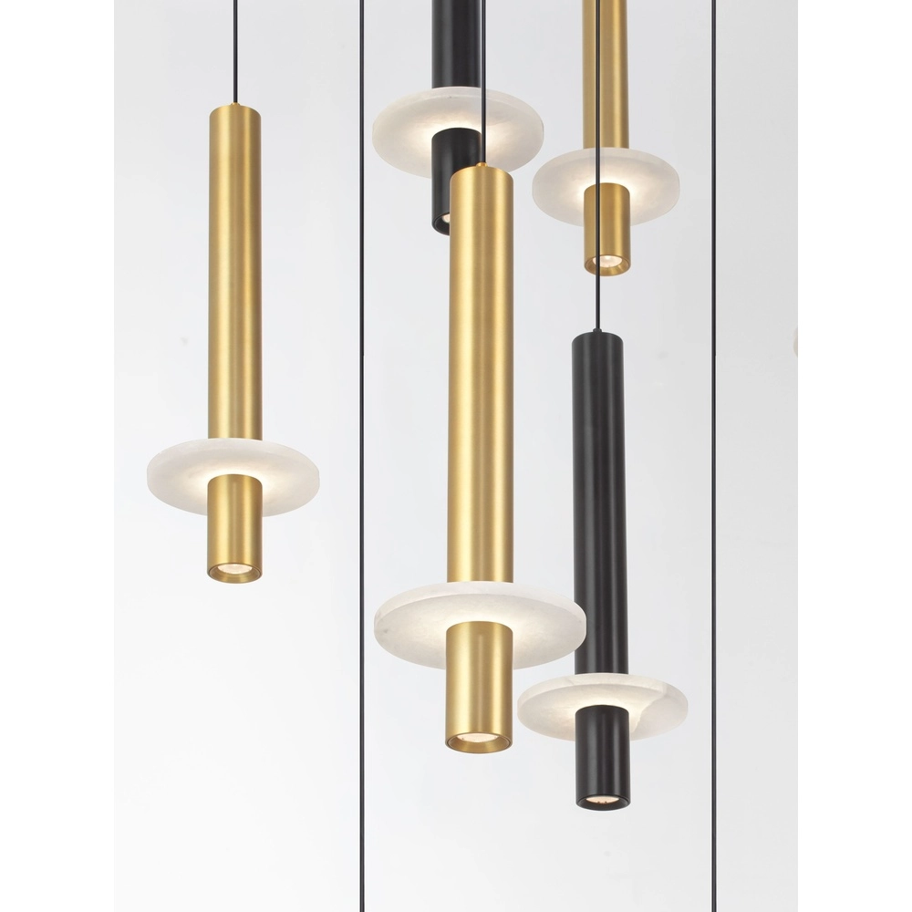Lampe pendante de conception Noemi noir avec blanc et or Ø 72cm Lyora 5212063503335