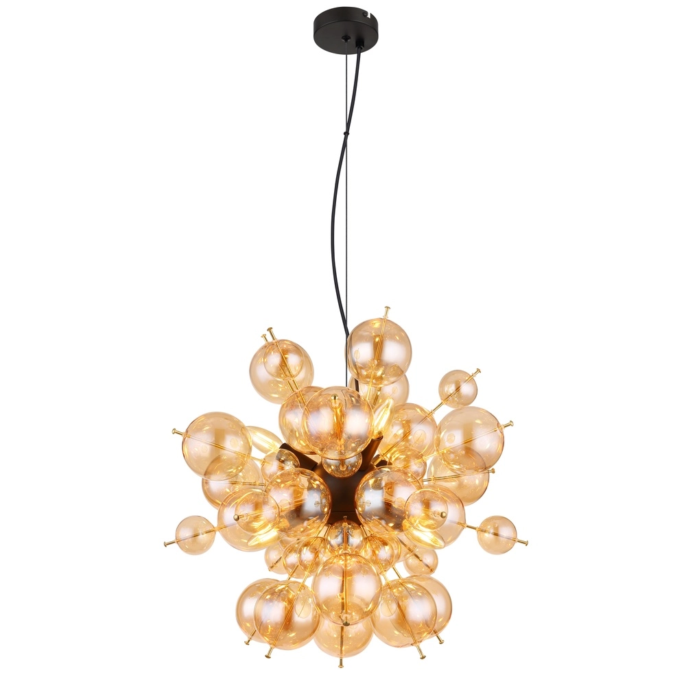 Lampe pendante unique Udo Verre ambré Ø 55cm