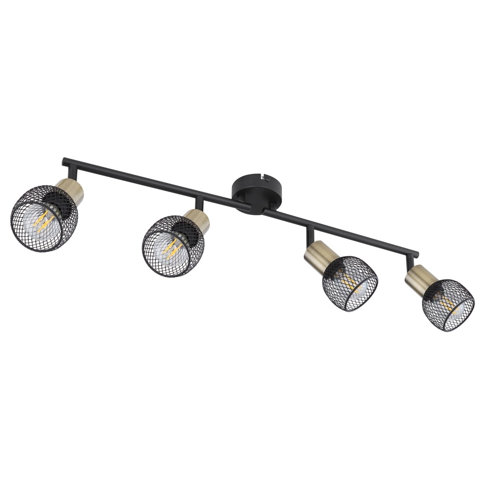 Lampe de plafond Fiastra 4 lumières noires avec maillage Globo 9007371418121