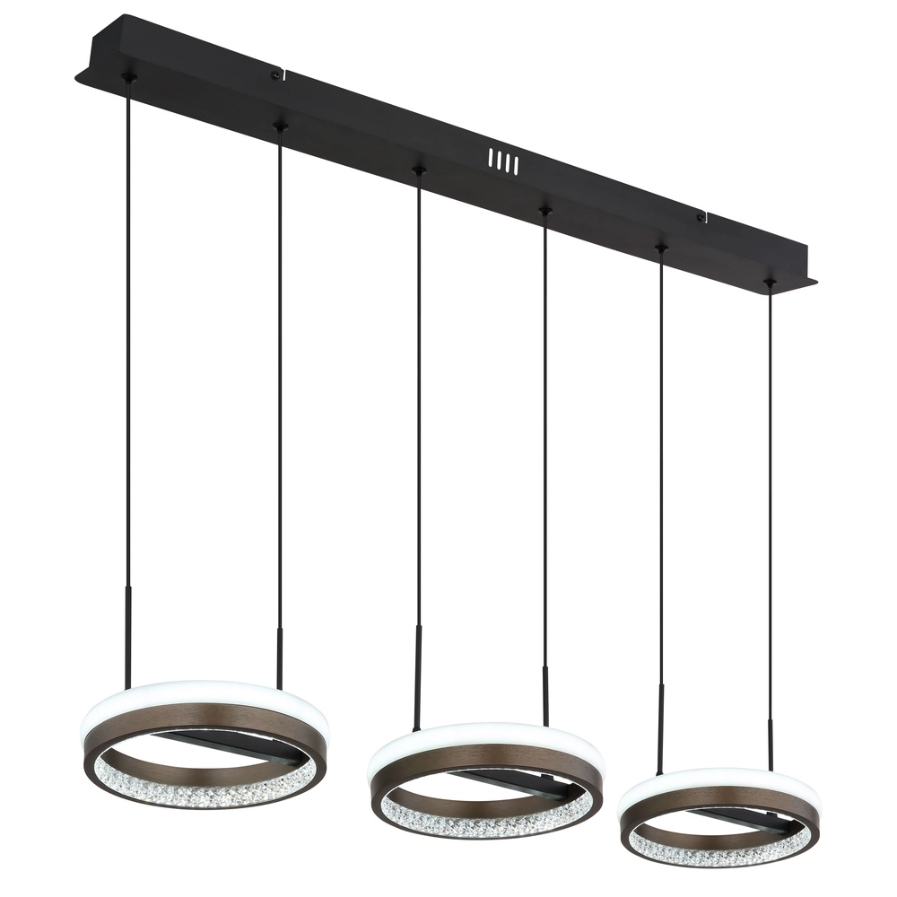 Lampe pendante de conception Della 3 lumières noires Globo 9007371462742