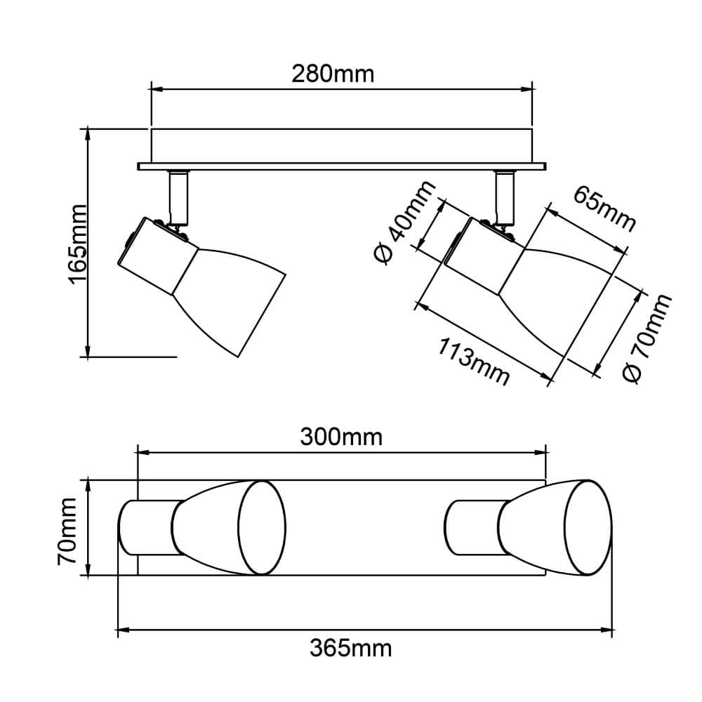 Plafonnier Daintree 2 lumières noir Brilliant 4004353408670
