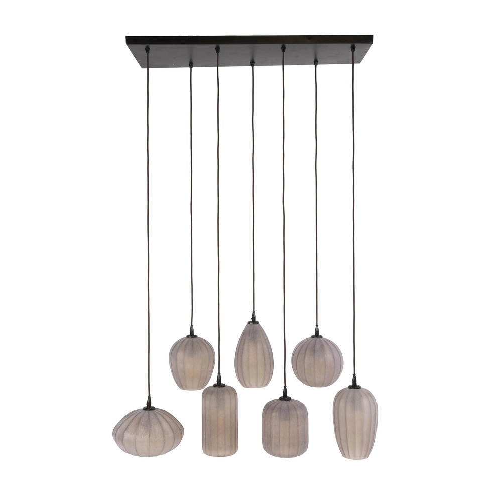 Lampe suspendue à 7 lampes Altura Sienne brun avec verre dépoli Lyora 8716803514874
