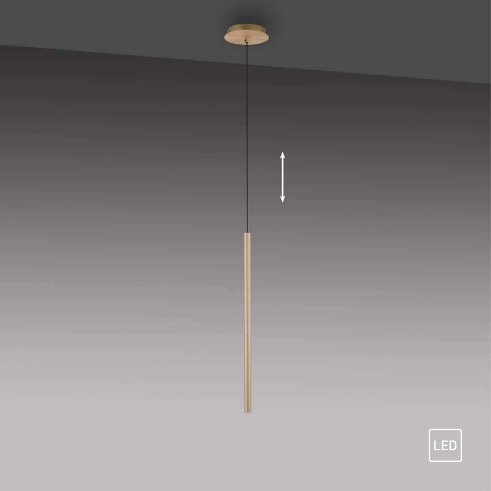 Lampe suspendue unique Flute 1 lumière en laiton Paul Neuhaus 4012248374740