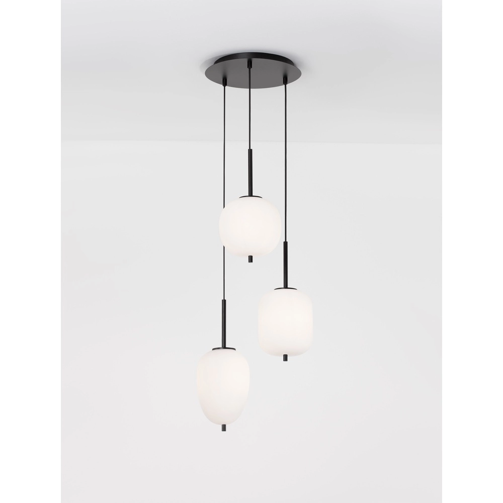 Lampe suspendue Lato 3 noirs clairs avec blanc Lyora 5212017434647