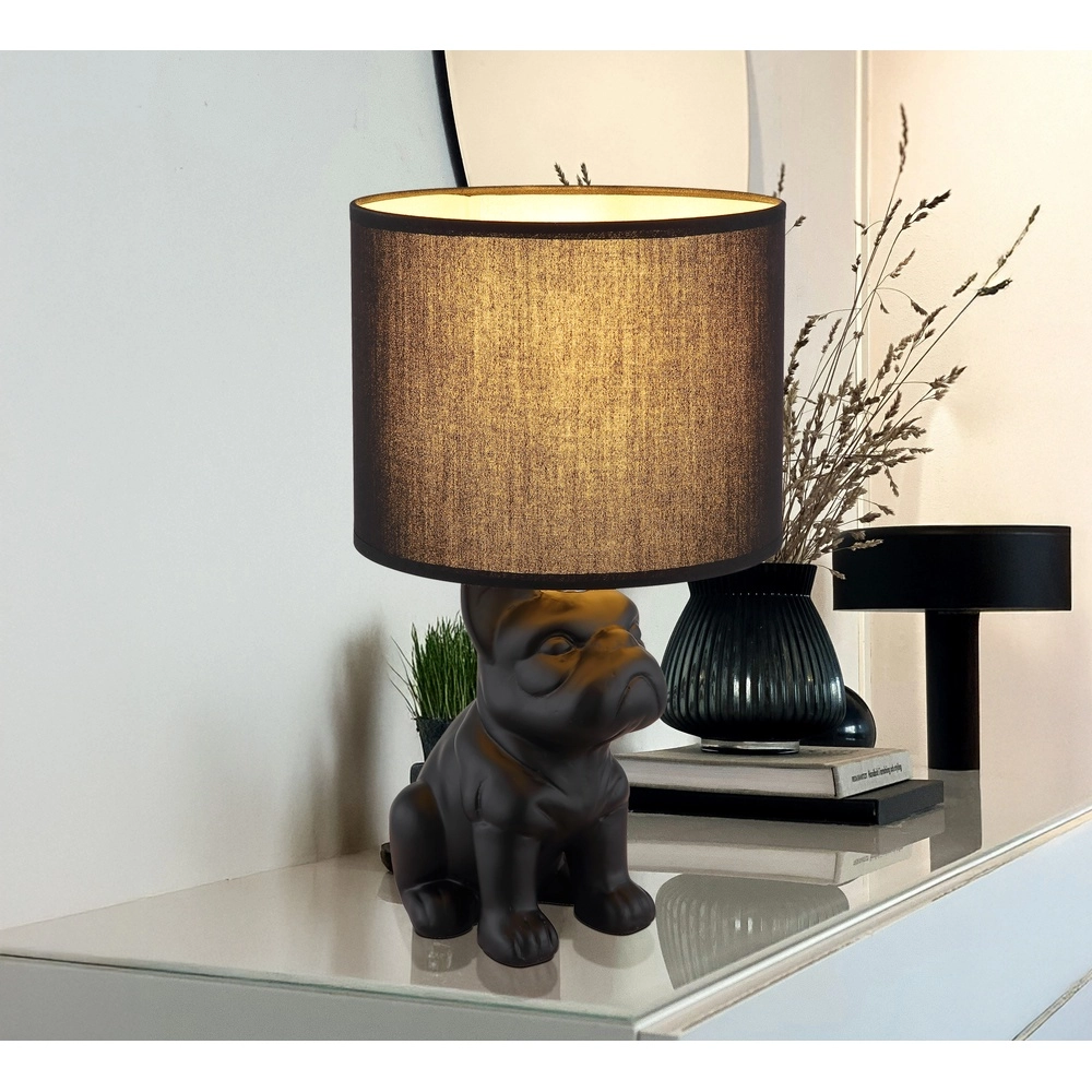 Lampe de table Dogo Noir de chien avec un bonnet Globo 9007371566686