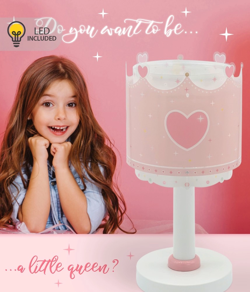 Lampe de table pour chambre d’enfant Little Queen Lueur rose dans le noir Dalber 8420406002293
