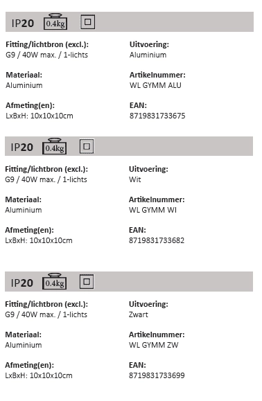 Briquet blanc haut et bas Gymm Artdelight 8719831733682