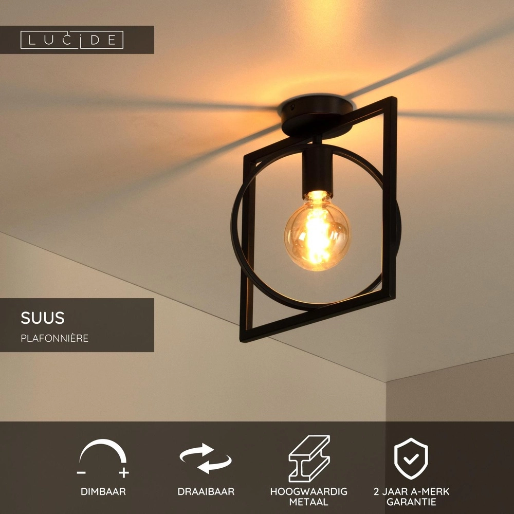 Lampe de plafond unique Suus Noir Lucide 5411212010865