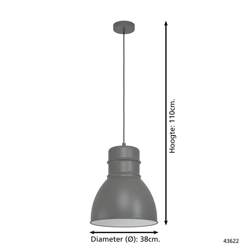 Lampe à suspension grise Ebury Ø 38 cm Eglo 9002759436223