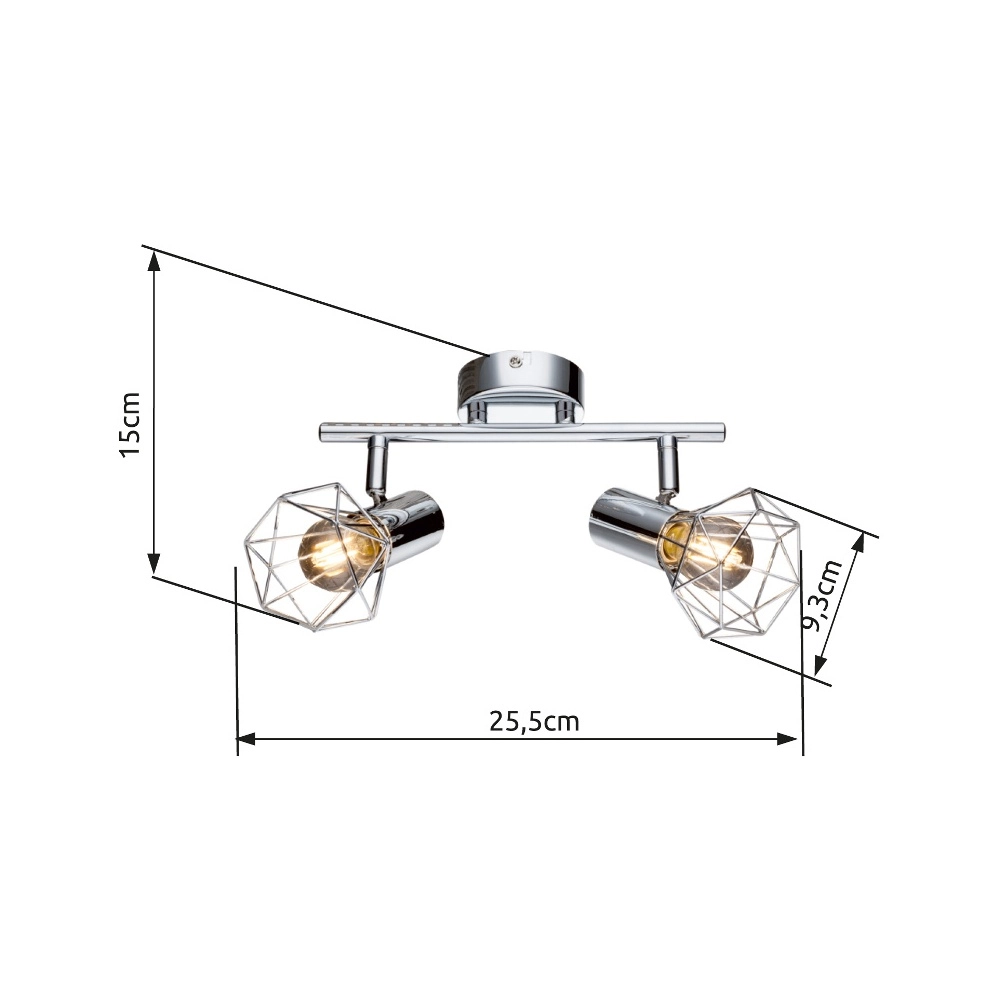 Lampe de plafond Xara I Chrome à deux lumières Globo 9007371328291