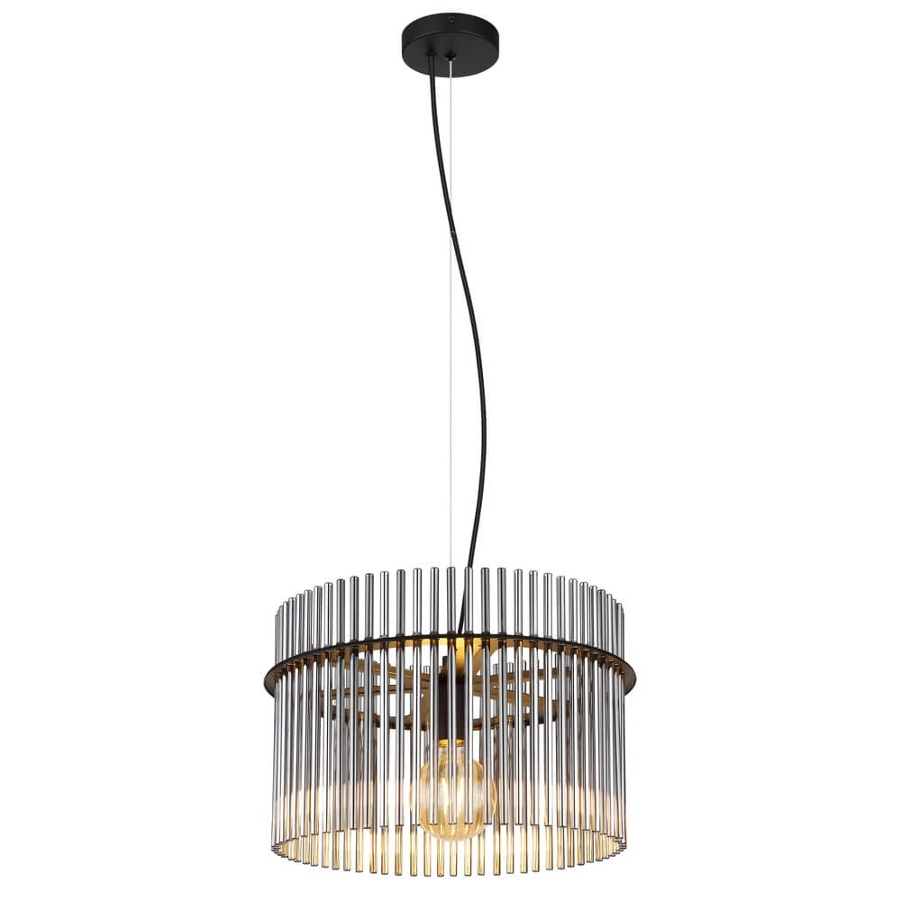 Suspension noire Gorley avec verre fumé Ø 40cm Suspension noire Gorley avec verre fumé Ø 40cm