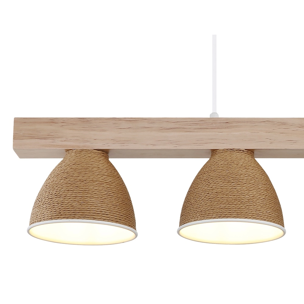Lampe suspendue Lyndon Blanc à 4 lumières avec rotin Globo 9007371583904